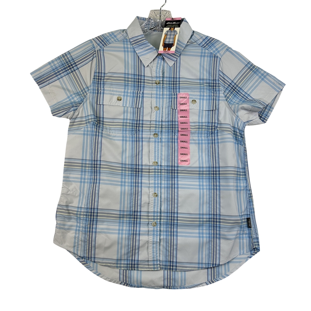Eddie Bauer Shirt Womens Small Short Sleeve Adventure Plaid UPF 50 Hiking